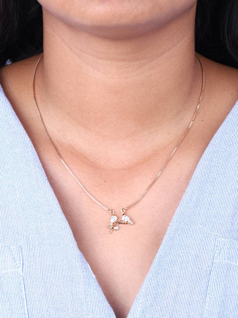 Birds Cz Pendant Necklace : AVPE10006