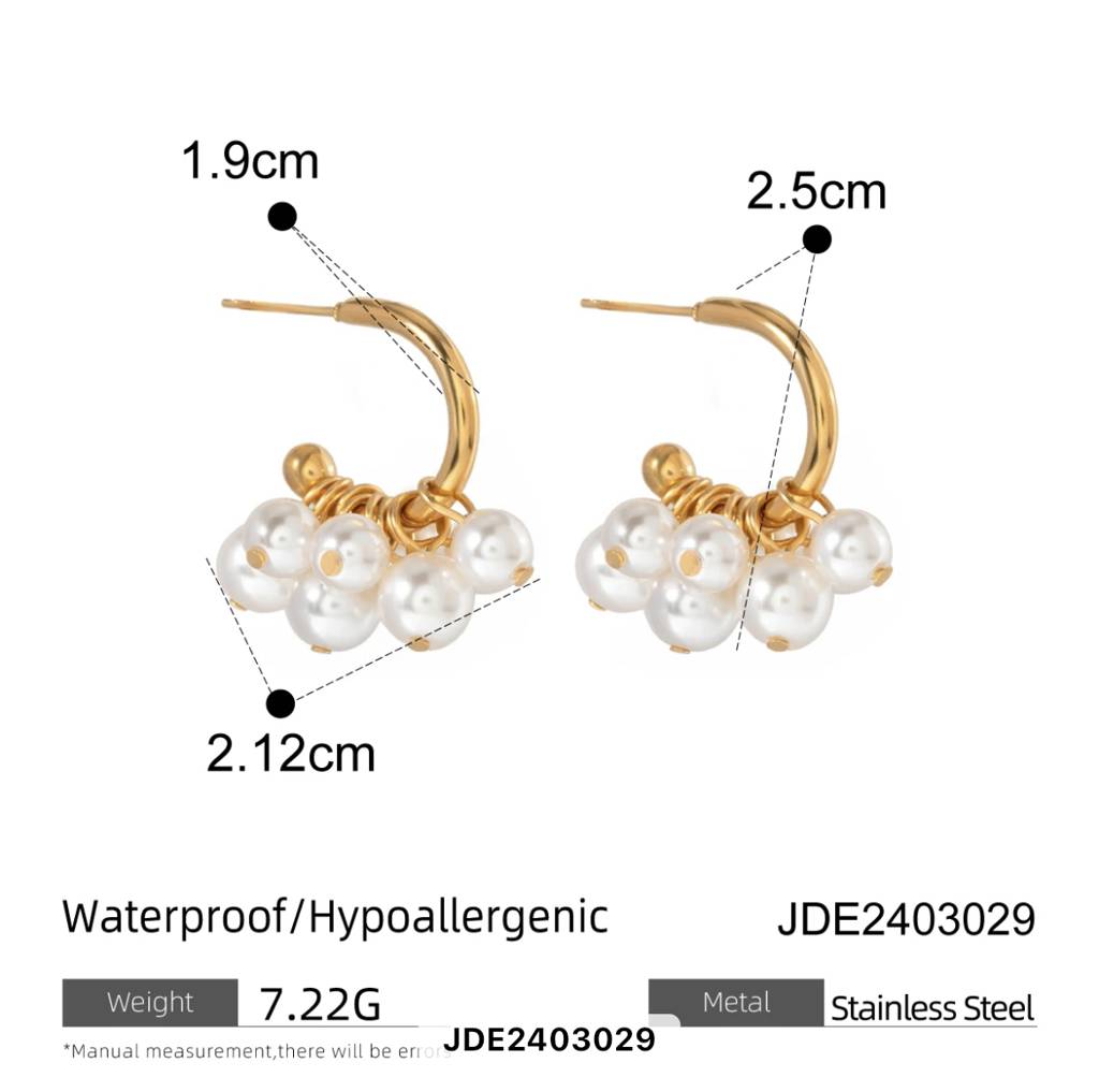 18Kt Gold Plated Monsoon Pearl Bunch Drop Earrings, Ariel : INARIEL1