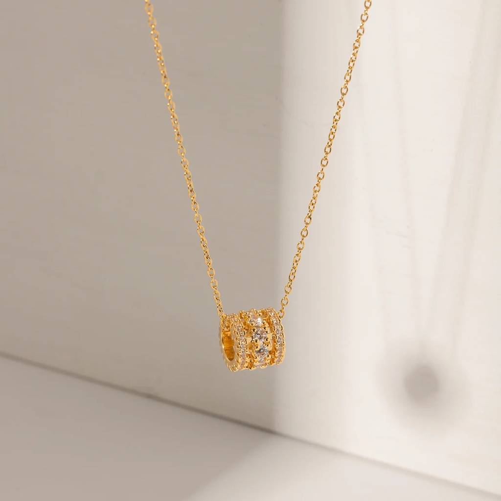 18Kt Gold Plated Monsoon Rolling Stone Zircon Necklace, Lana : INLANA1