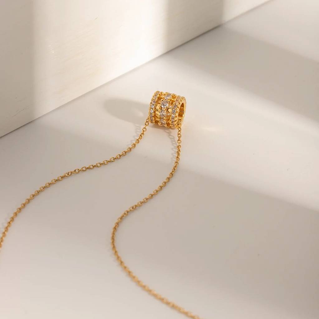 18Kt Gold Plated Monsoon Rolling Stone Zircon Necklace, Lana : INLANA1