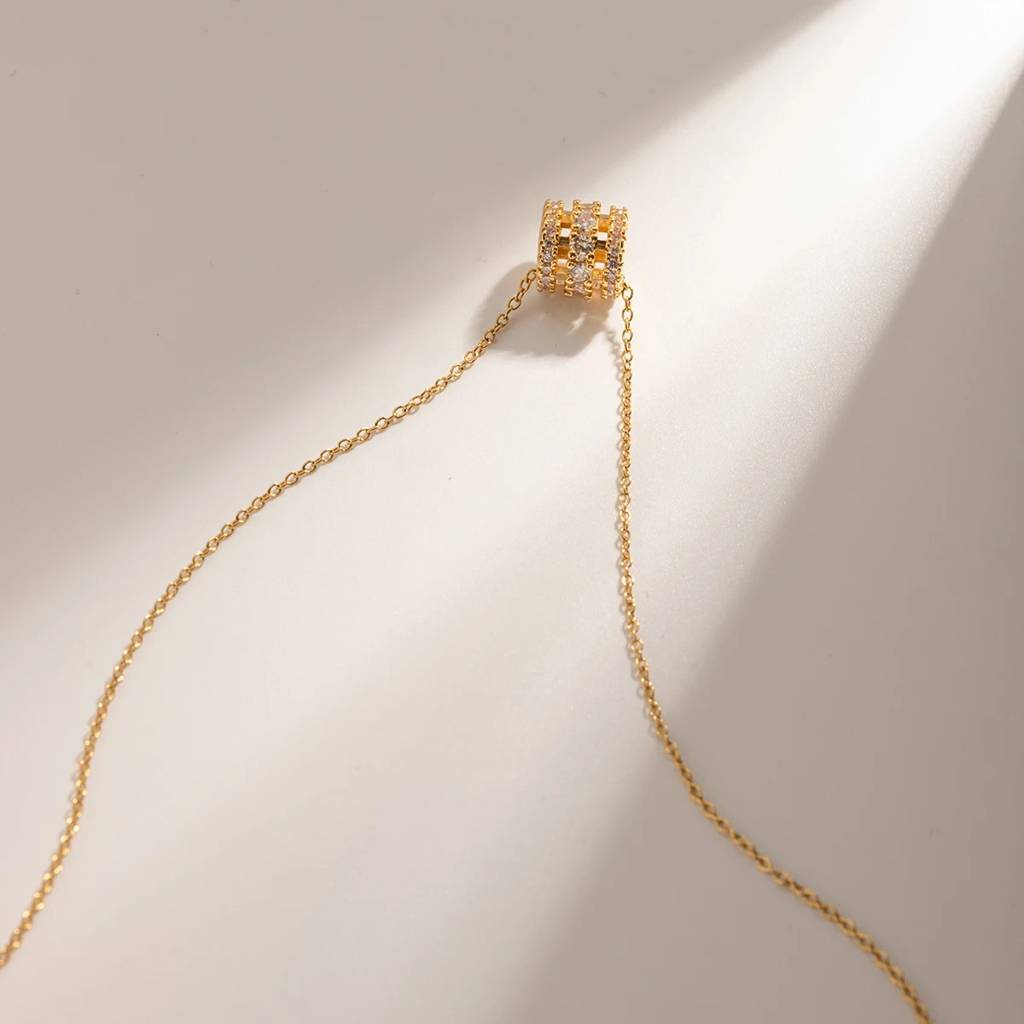 18Kt Gold Plated Monsoon Rolling Stone Zircon Necklace, Lana : INLANA1