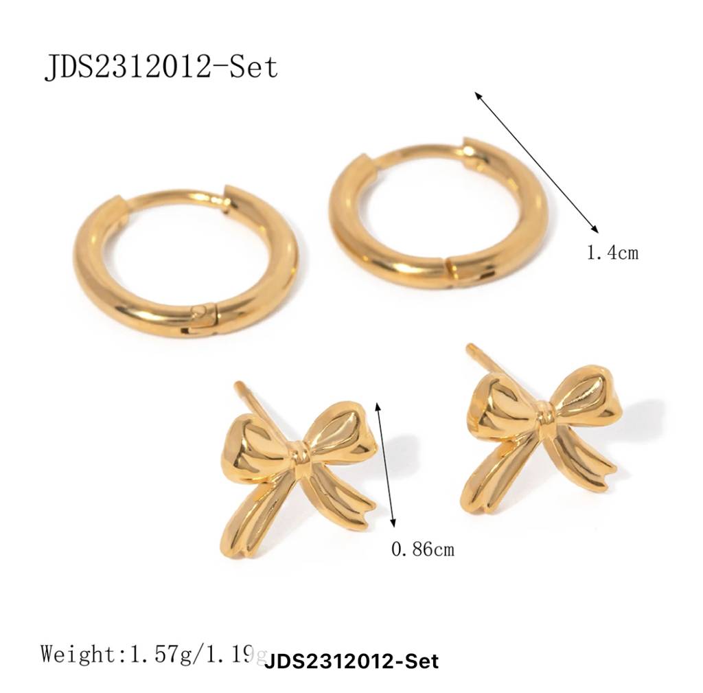 18Kt Gold Plated Monsoon Set Of 2 Classic And Bow Earrings, Ivy : INIVY