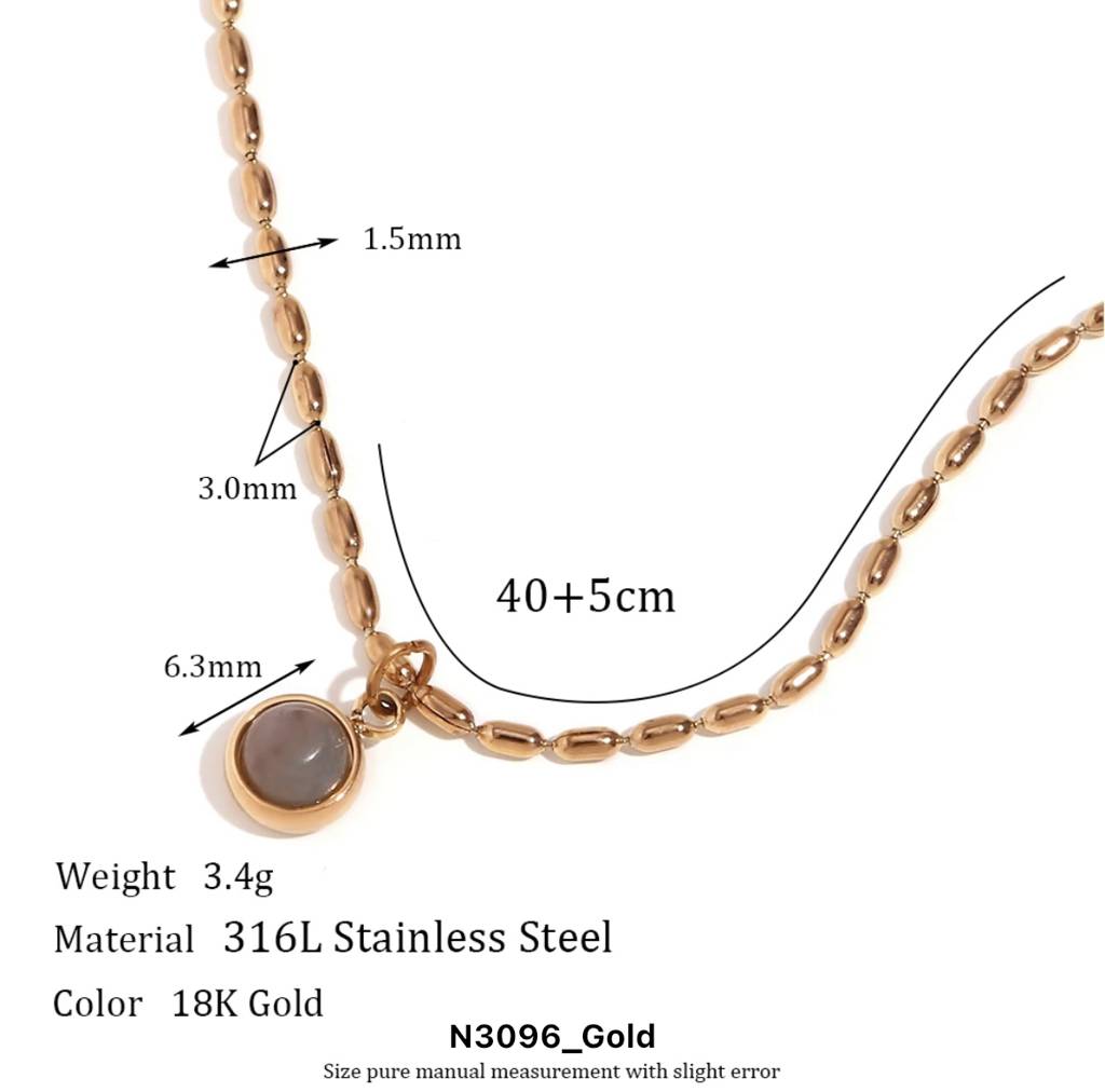18Kt Gold Plated Dainty Monsoon Beaded Necklace With Gemstone, Mira : INMIRA