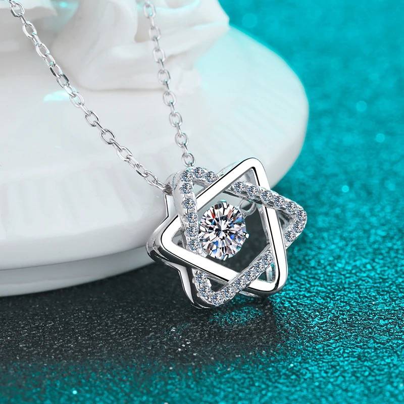 Snowflake Global 0.5 Ct Gra Certified Moissanite Pendant, 925 Sterling Silver With Free Chain D Vvs1 : StarPendant_0.5ct
