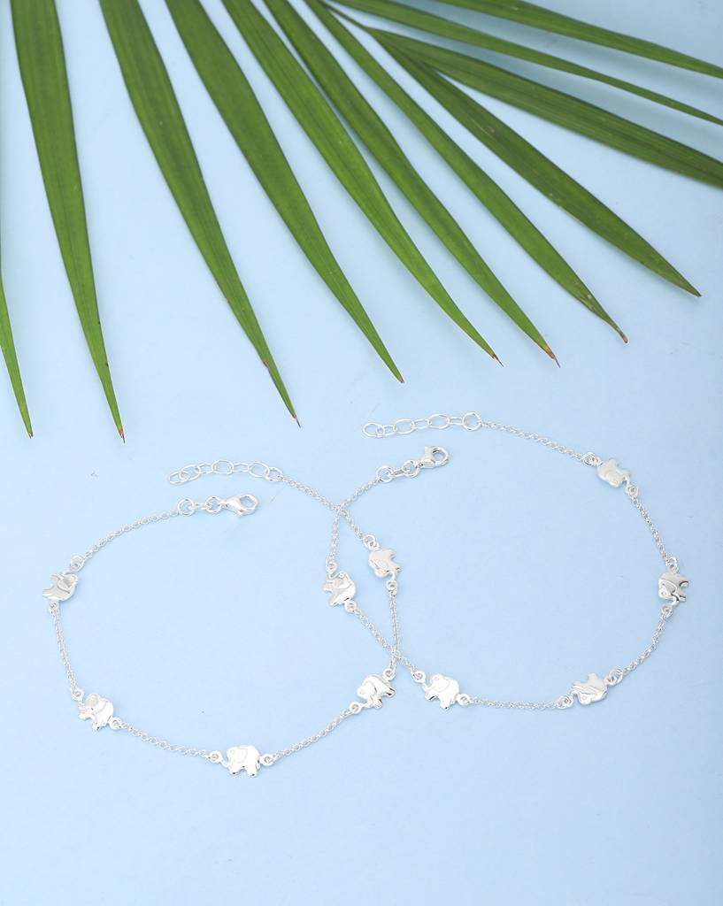 Carlton London Set Of 2 925 Sterling Silver-Plated  Anklets : DJ88451A_1