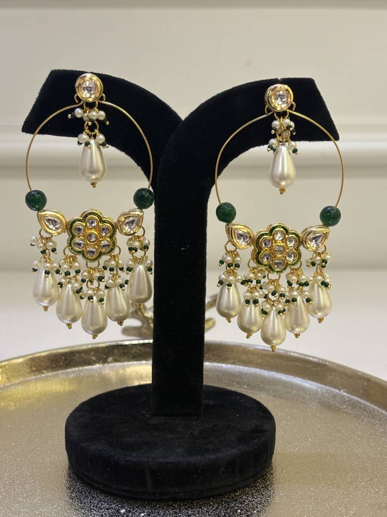 Meenakari Chandbali Kundan Hoop Earrings : BSJ-68