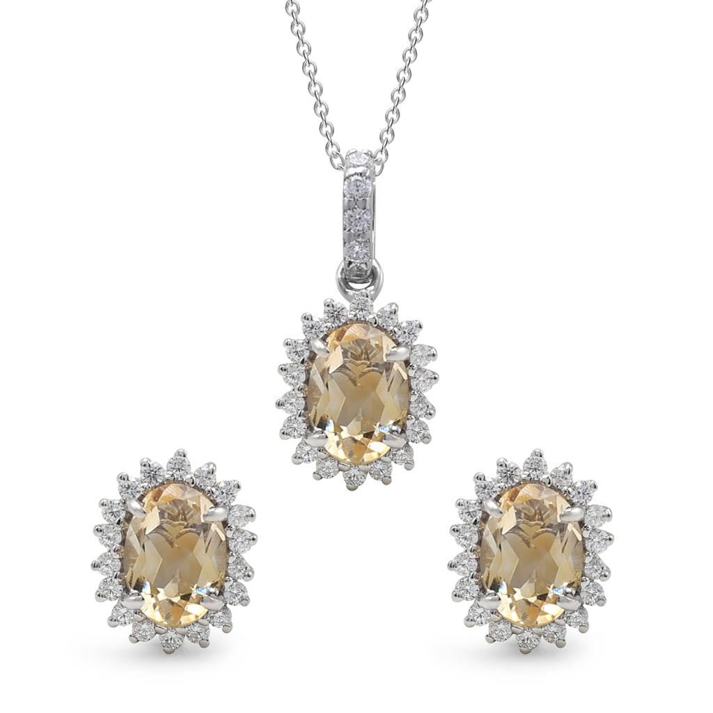 Solar Citrine Pendant Set : S2764