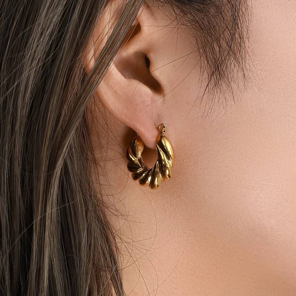 18Kt Gold Plated Twist Rope Earrings, Laura