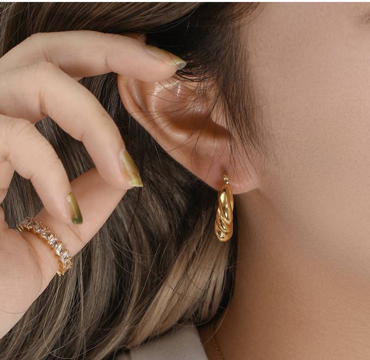 18Kt Gold Plated Twist Rope Earrings, Laura