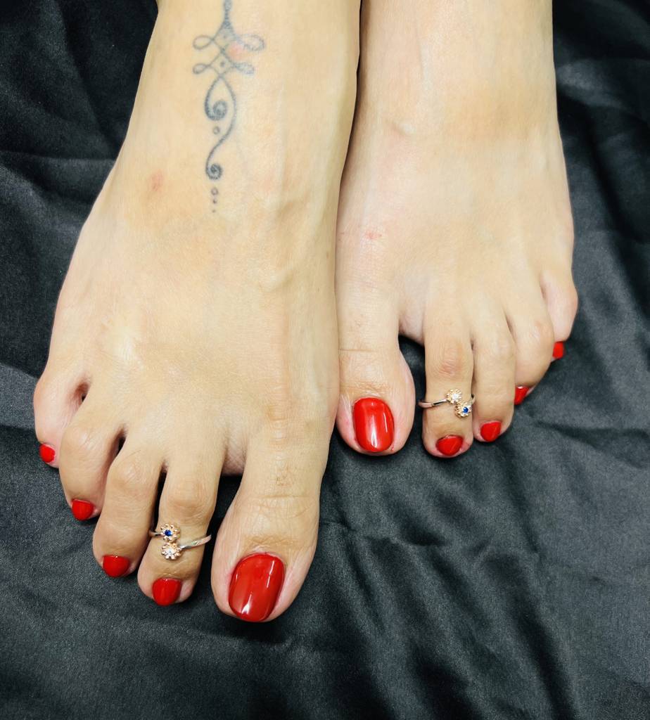 925 Sterling Silver Blue Cz Stone Rose Gold Flower Toe Rings : ARST267