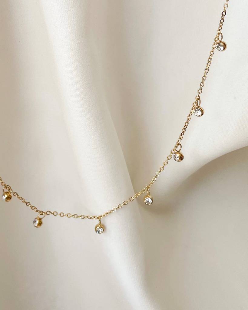 18K Gold Plated Stone Charm Necklace, Bella : N15