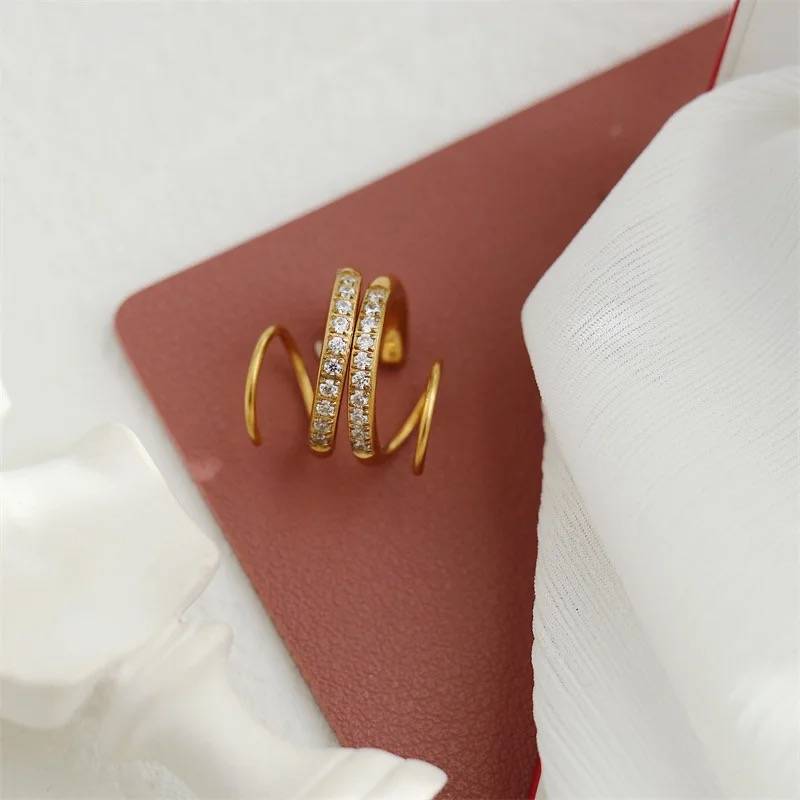 18Kt Gold Plated Winding Illusion Diamond Studded Hoop Earrings, Chloe : Chloe