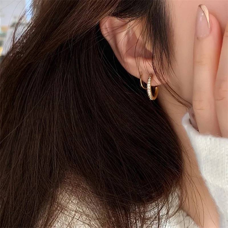 18Kt Gold Plated Winding Illusion Diamond Studded Hoop Earrings, Chloe : Chloe