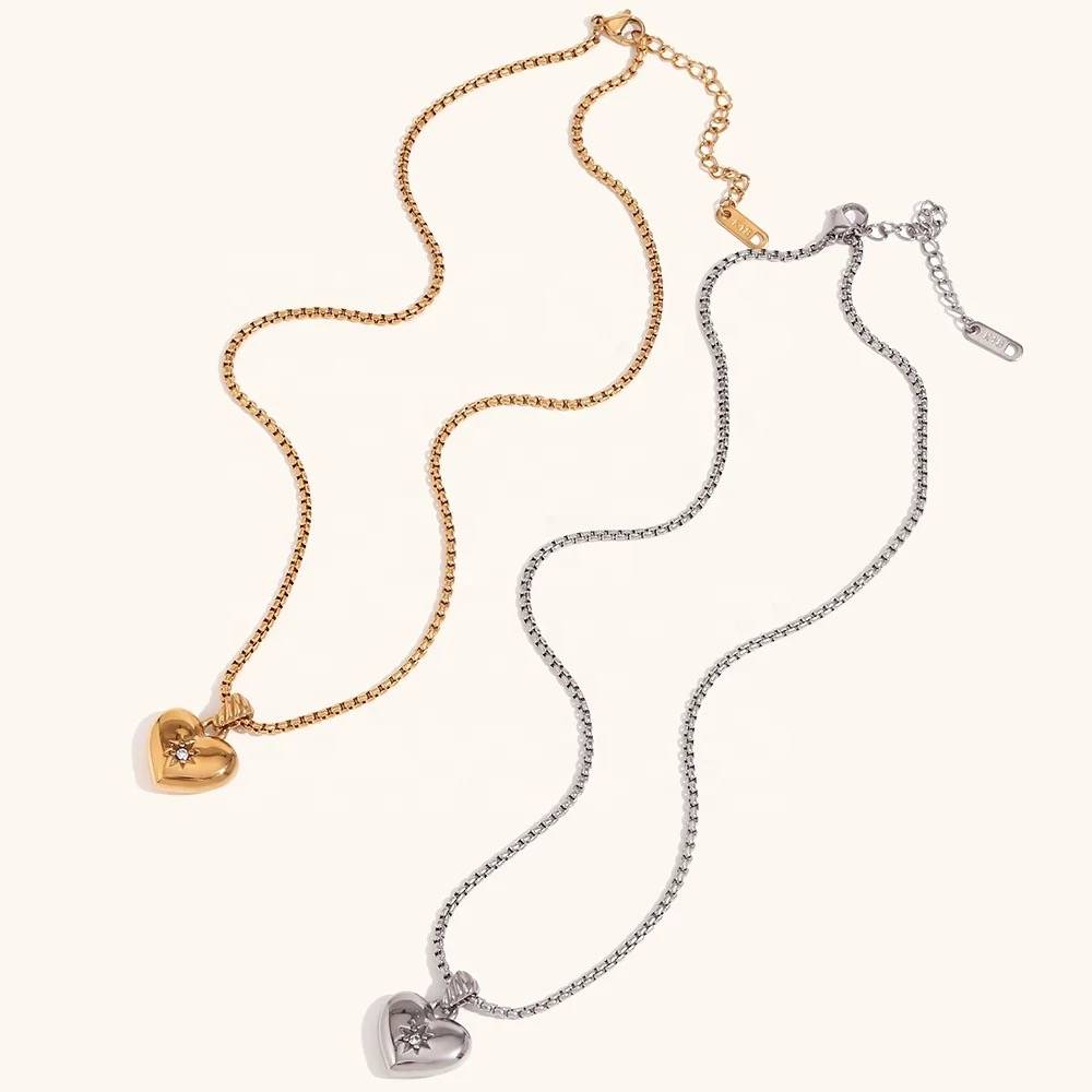 18Kt Gold Plated Zircon Heart Lock Pendant Necklace With Rope Chain, Aditi : Aditi