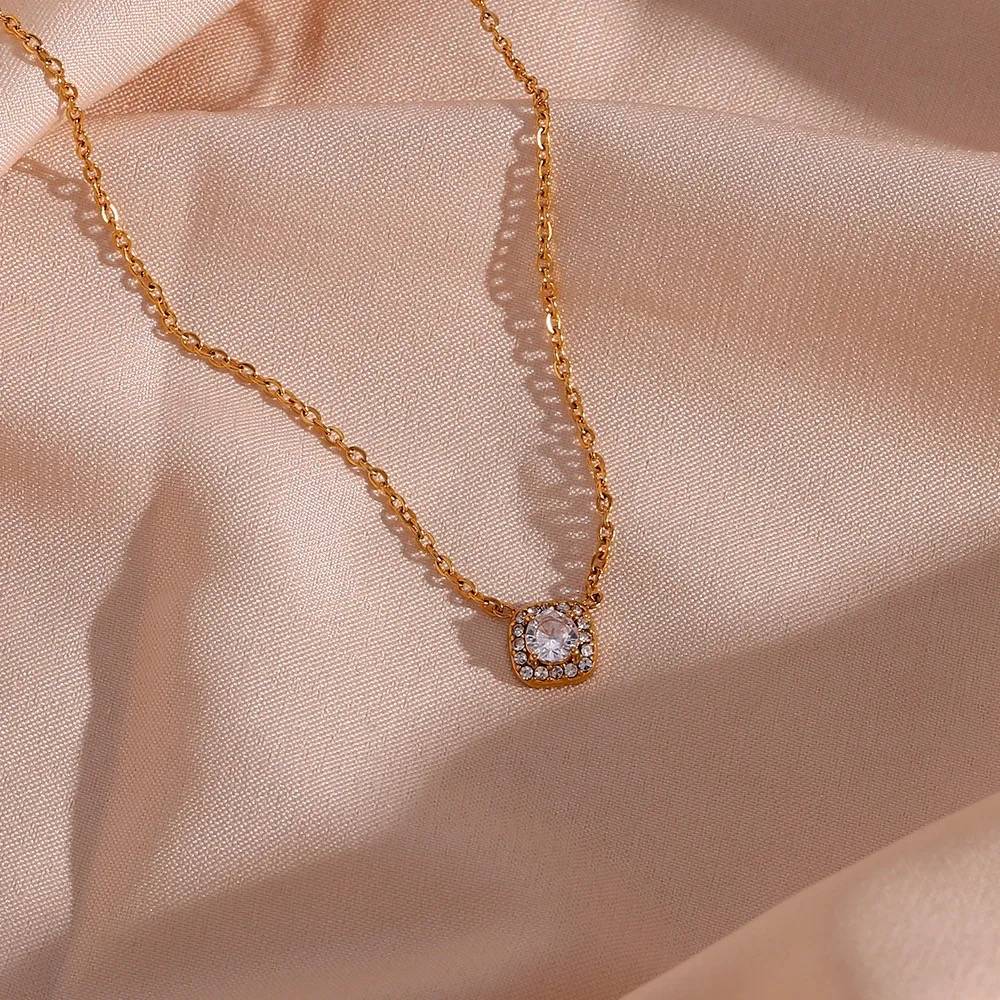Square Elipse Diamond Necklace, Amelia