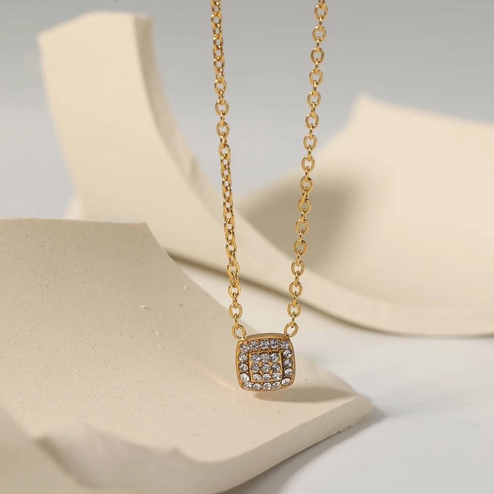 Square Elipse Diamond Necklace, Amelia