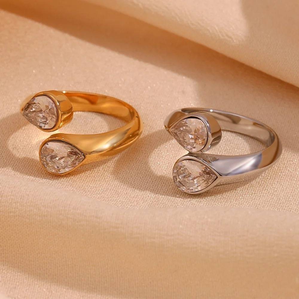 18Kt Gold Plated Water Drop Chunky Statement Ring, Selene : Selene