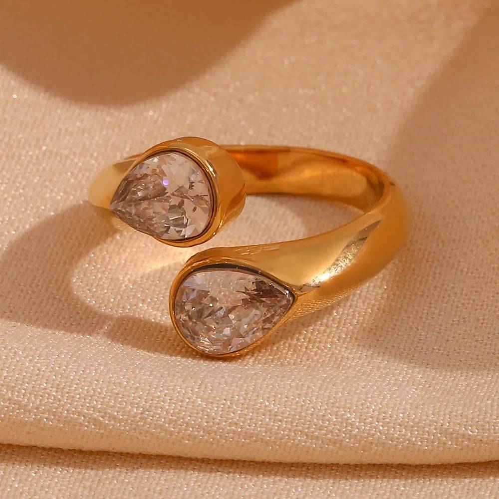 18Kt Gold Plated Water Drop Chunky Statement Ring, Selene : Selene