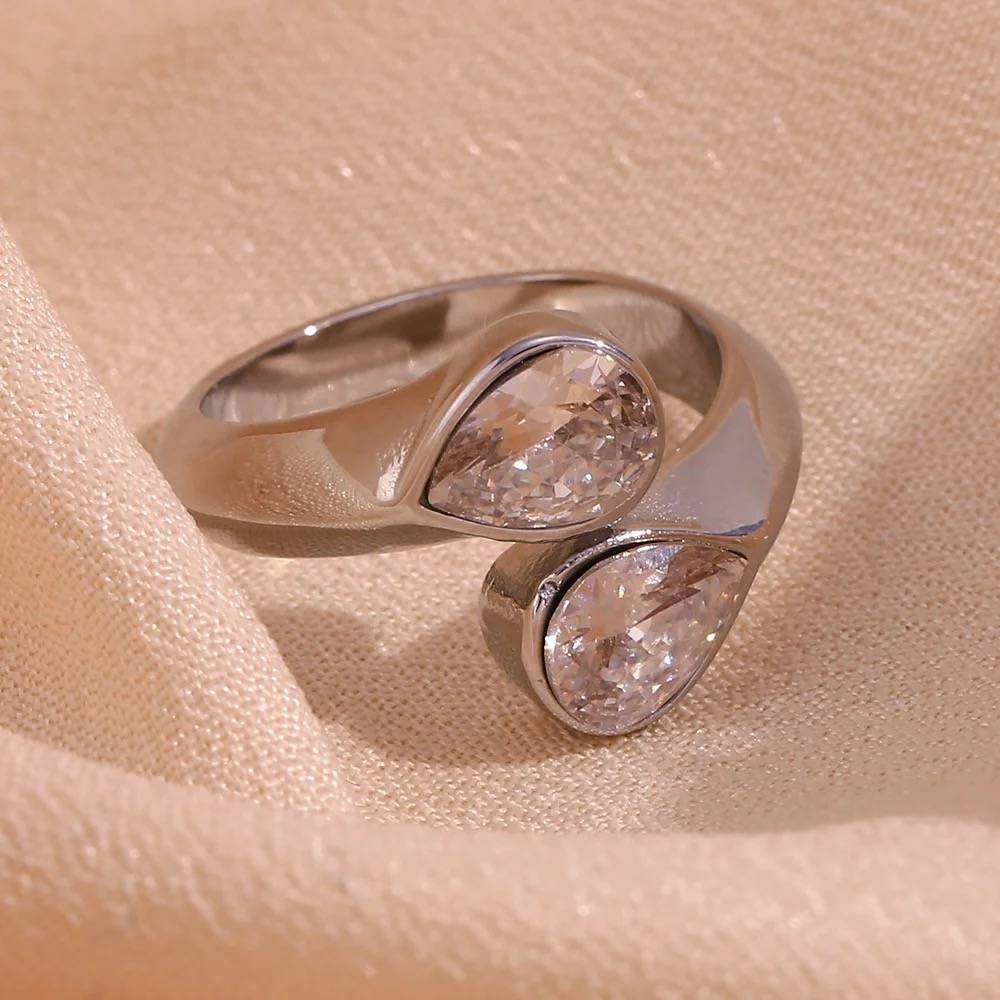 18Kt Gold Plated Water Drop Chunky Statement Ring, Selene : Selene