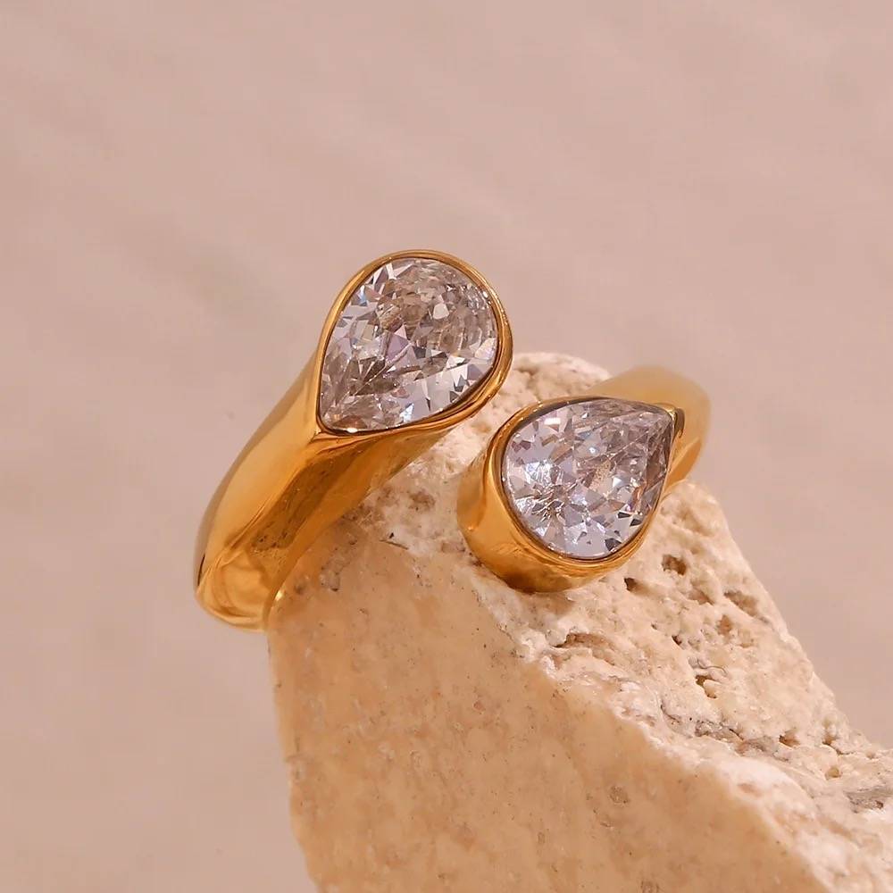18Kt Gold Plated Water Drop Chunky Statement Ring, Selene : Selene