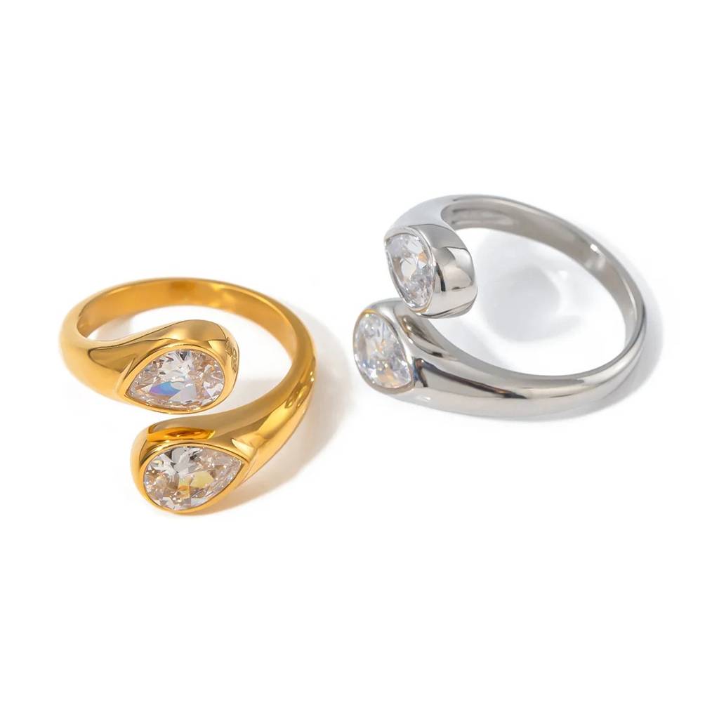 18Kt Gold Plated Water Drop Chunky Statement Ring, Selene : Selene