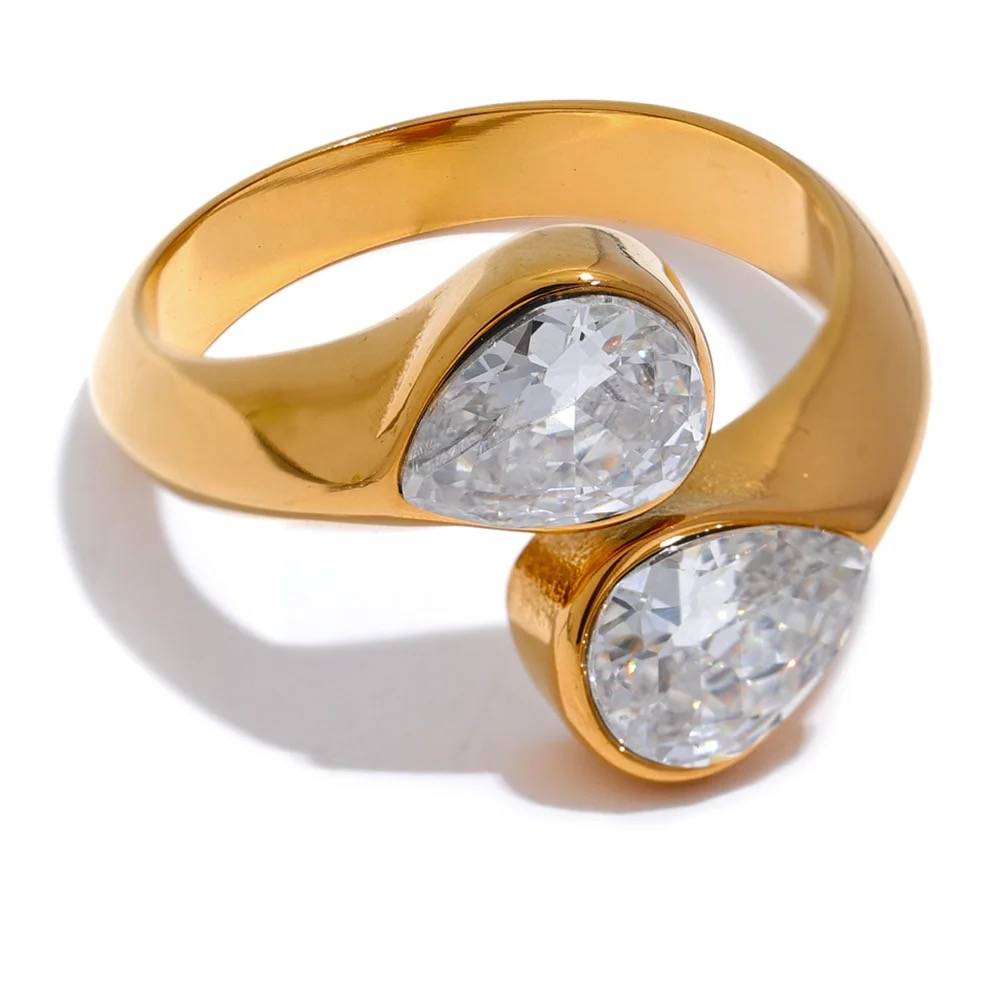 18Kt Gold Plated Water Drop Chunky Statement Ring, Selene : Selene