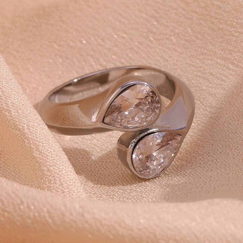 18Kt Gold Plated Water Drop Chunky Statement Ring, Selene : Selene