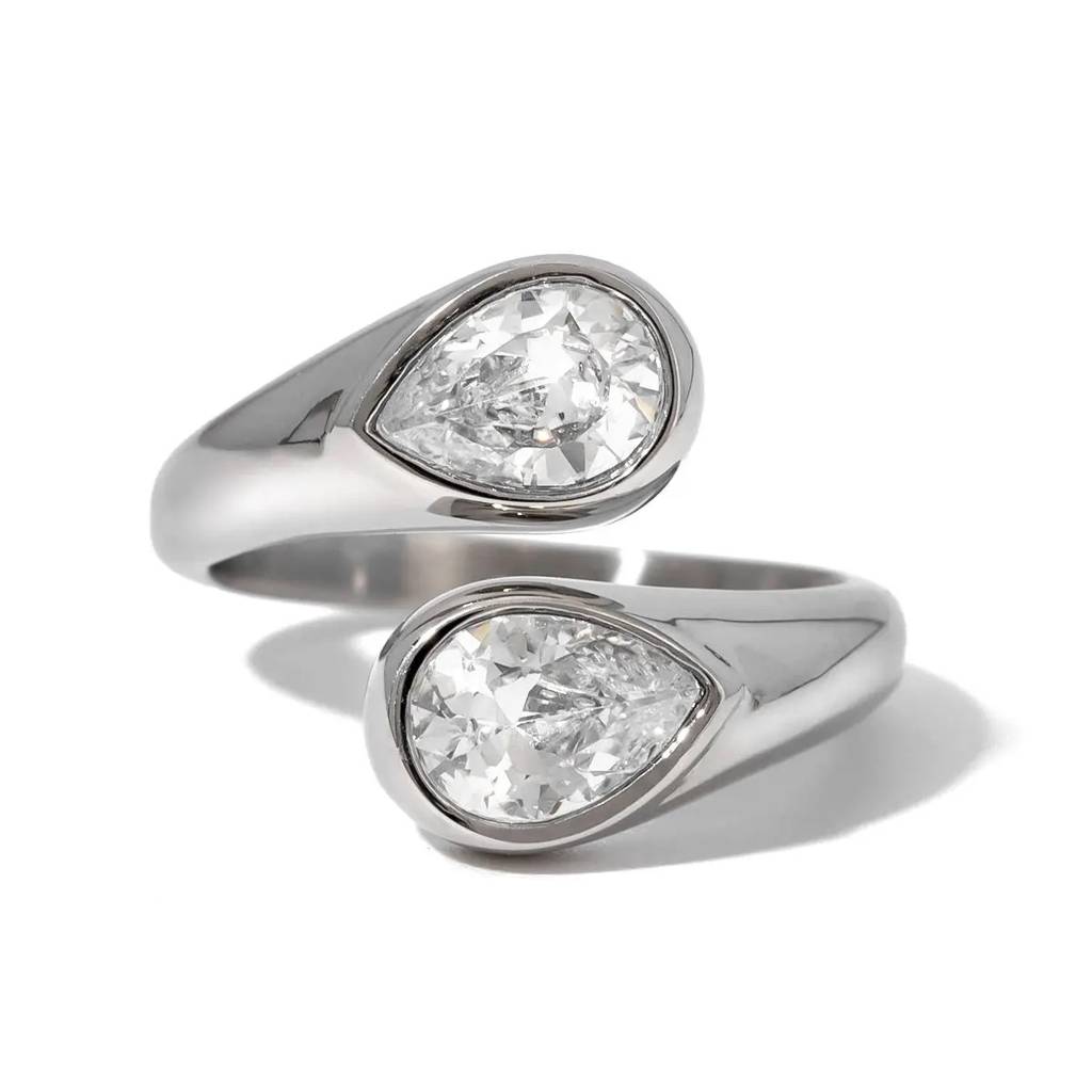 18Kt Gold Plated Water Drop Chunky Statement Ring, Selene : Selene