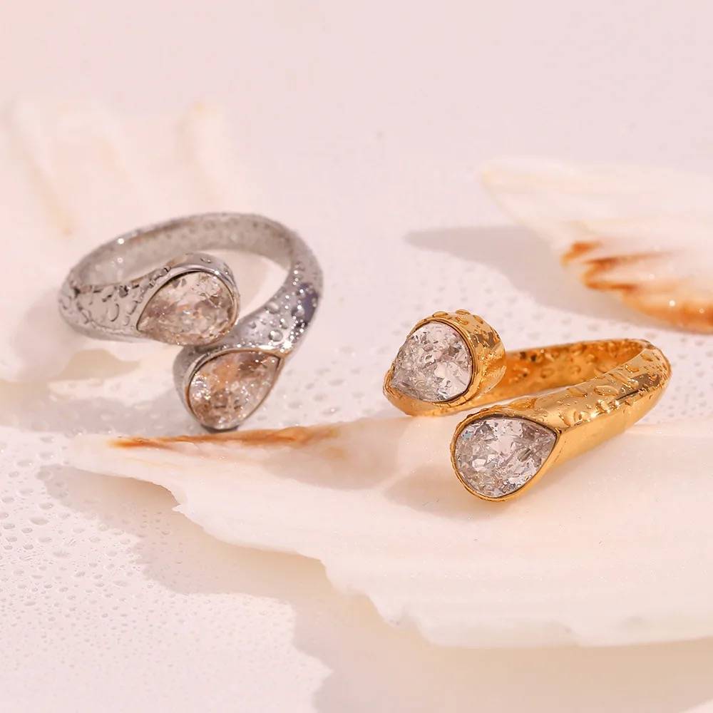 18Kt Gold Plated Water Drop Chunky Statement Ring, Selene : Selene