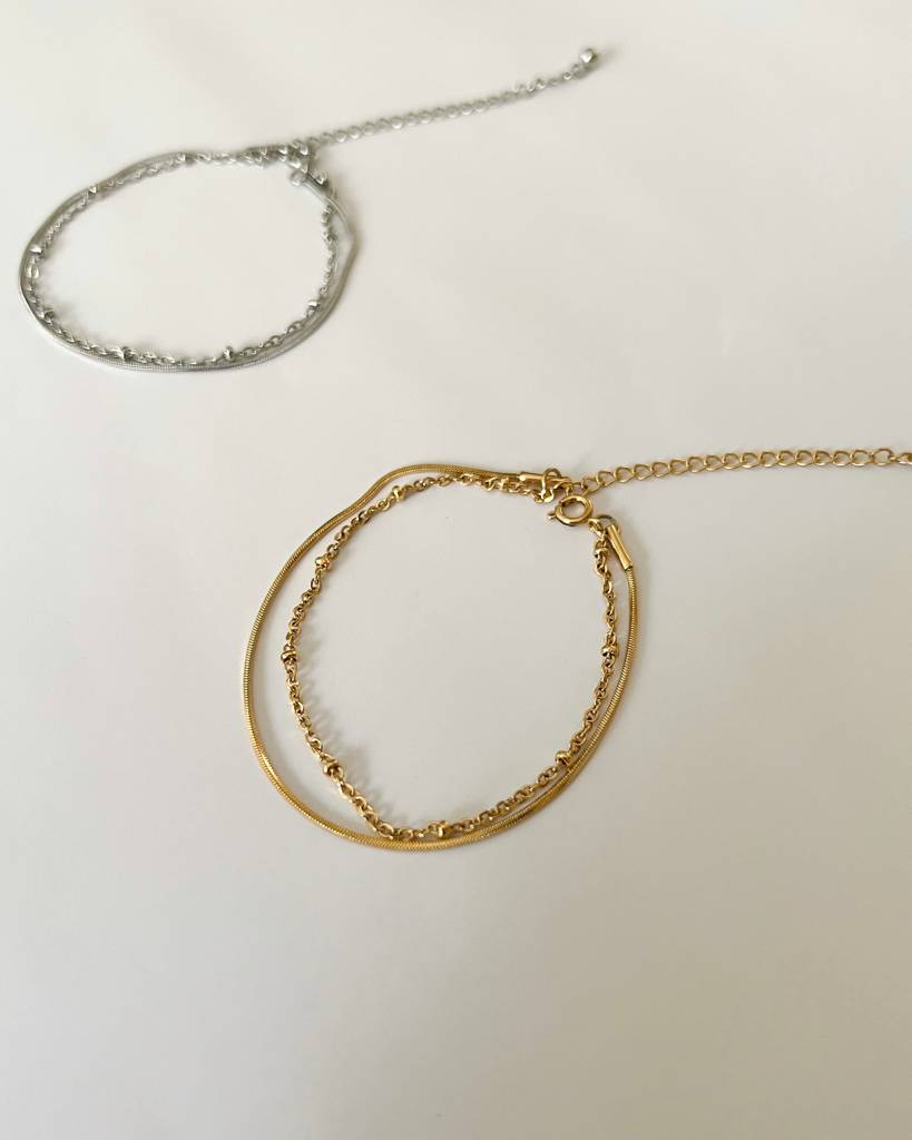 18K Gold Plated Double Layer Claire Bracelet : B13B