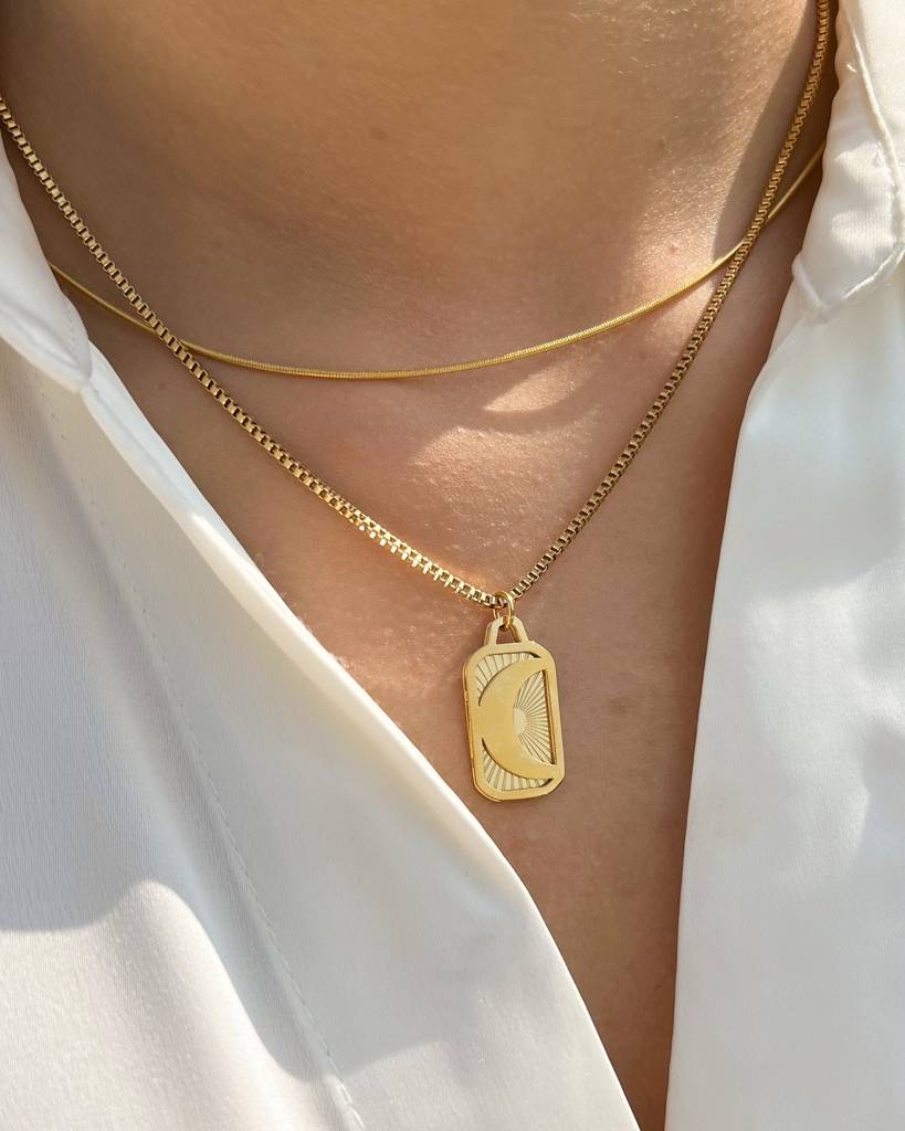 18K Gold Plated Moon Necklace, Luna : N24