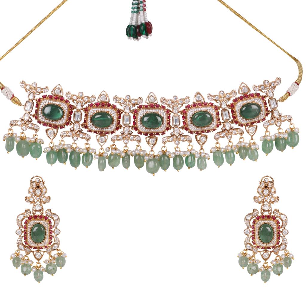 Noor Kundan Choker Set - Multicolor With Gread Beads : RMQJ0232