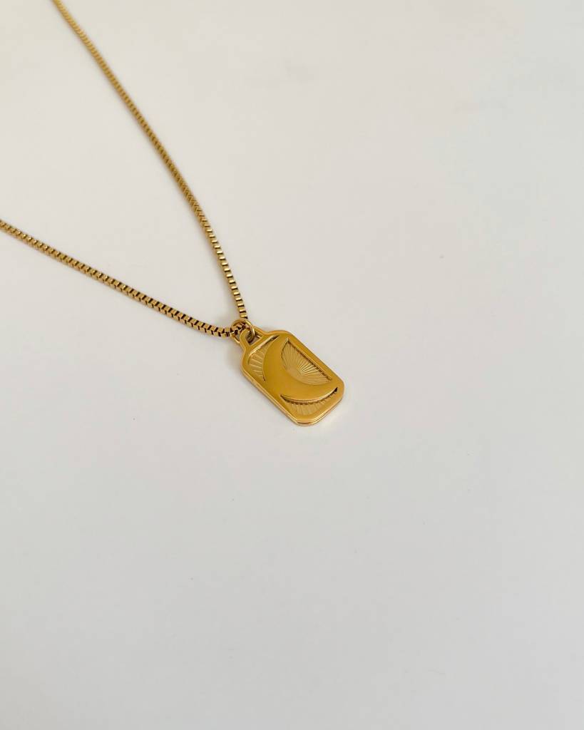 18K Gold Plated Moon Necklace, Luna : N24