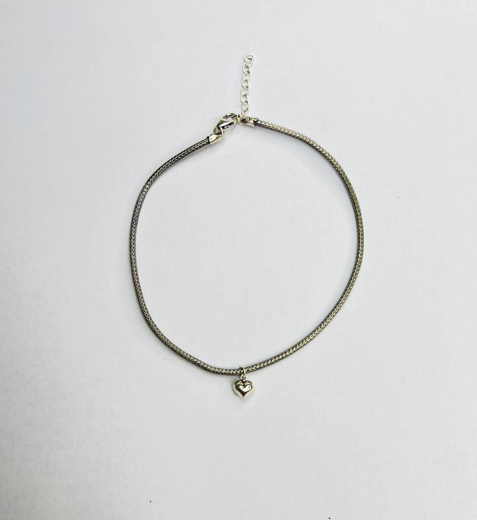 925 Sterling Silver With Heart Charm Anklet : ARSA78