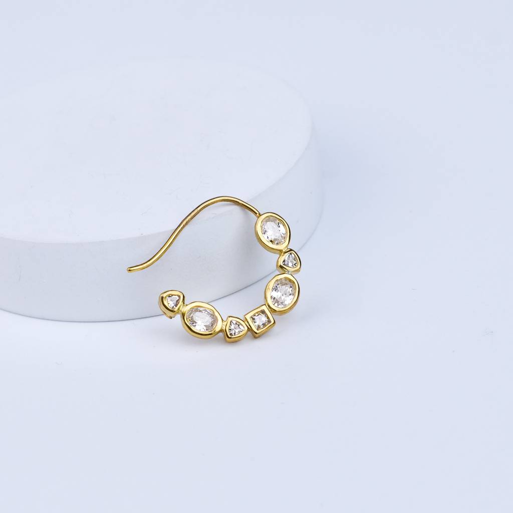 Silver Small Nath Stones (Left, Pierced) | Cz | 22K Gold Plate : Silver_Small_CZ_Nath_Stones_Gold_Plated_Left_Pierced_on_Nov24