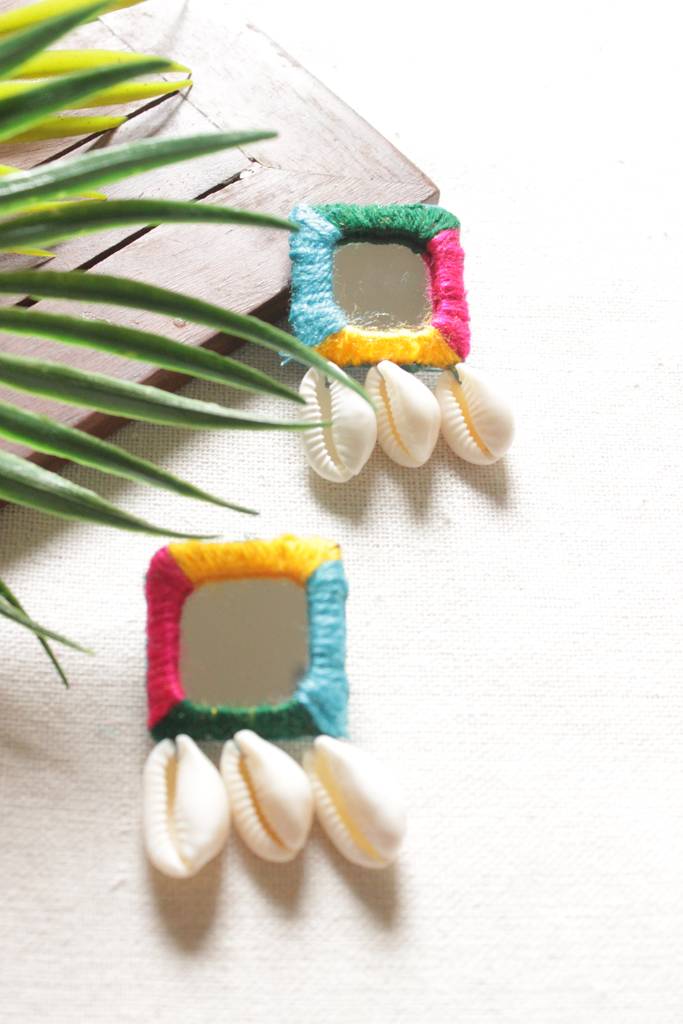Multi-Color Hand Embroidered Mirrors And Shell Work Choker Necklace Set : ALT-Jew-RDV-02
