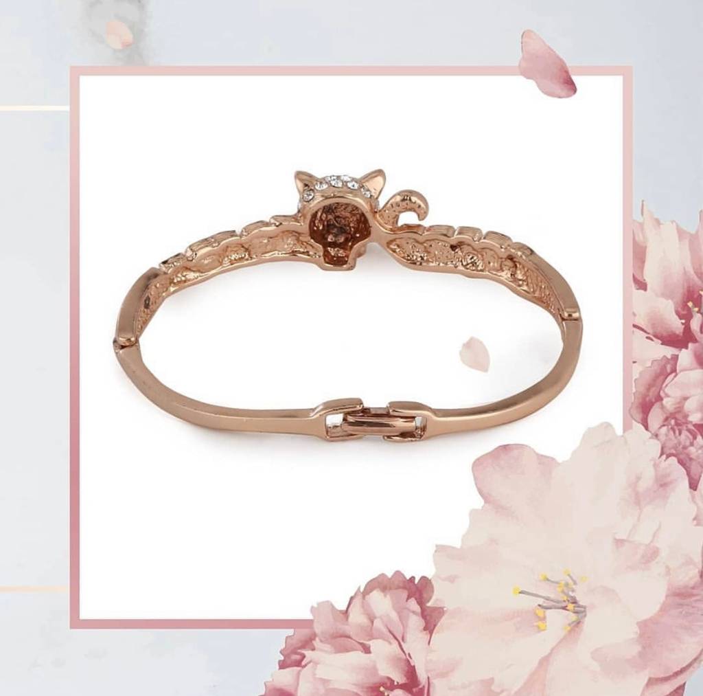 Estele Rose Gold Plated Kada Bracelet With Enamel & White Austrian Crystal For Girls & Women : 101721BR