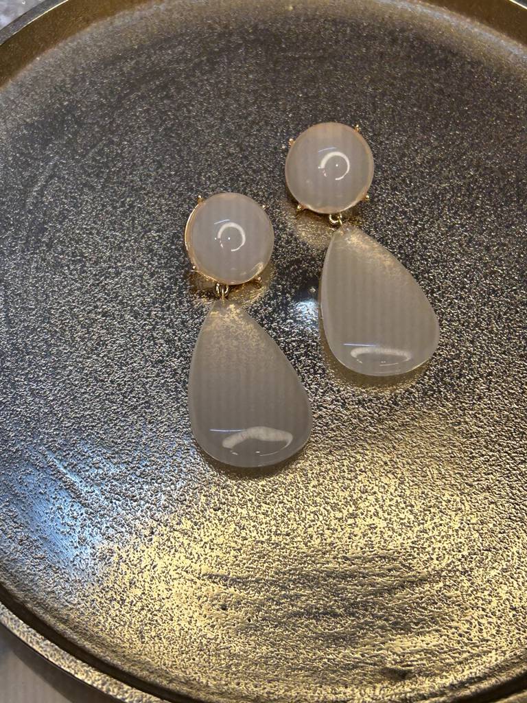 Opique White Droplet Danglers : BSJ13