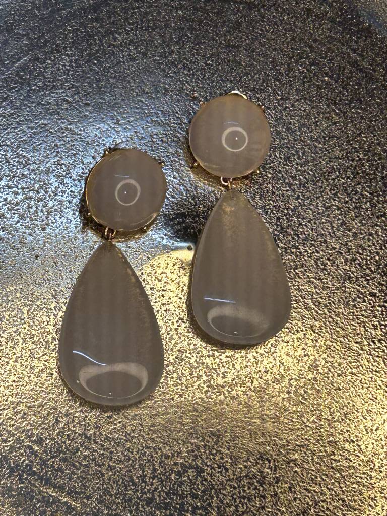 Opique White Droplet Danglers : BSJ13