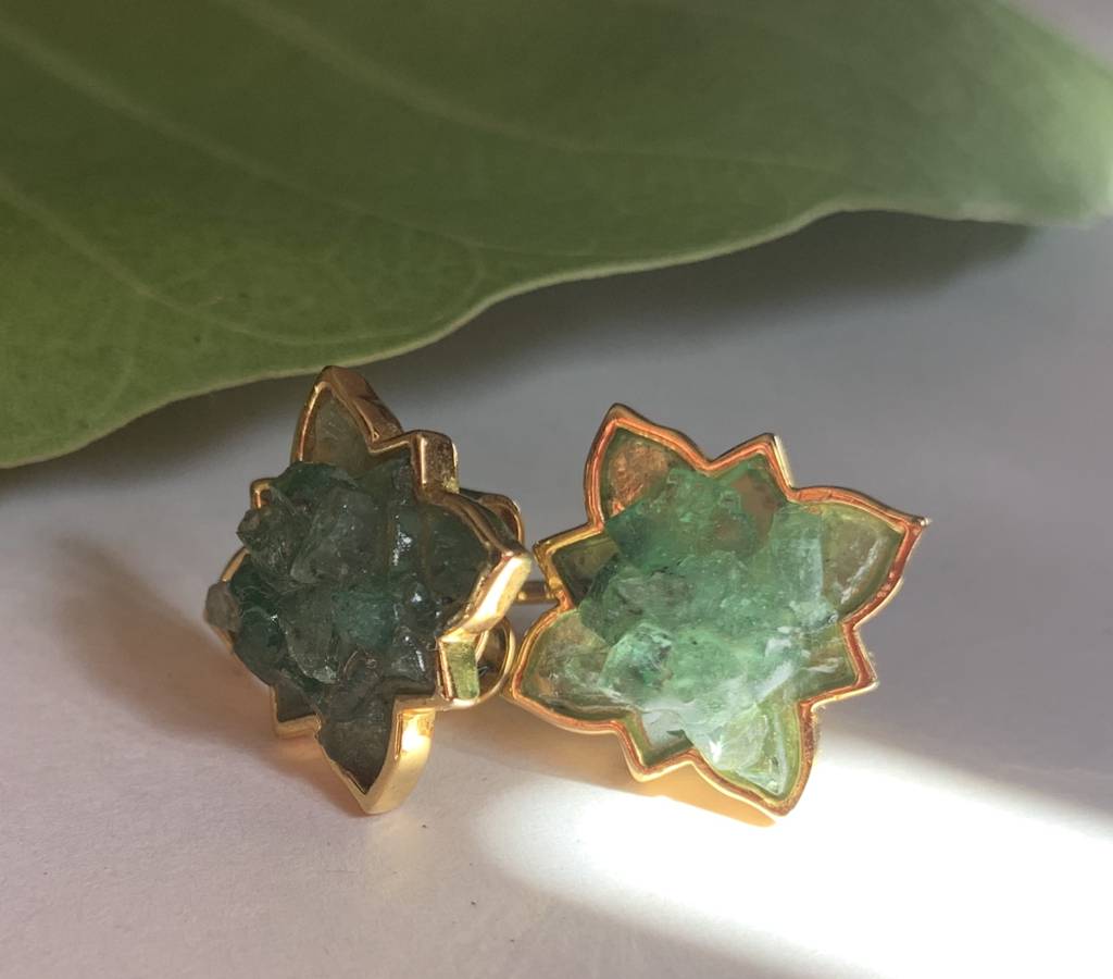 Natural Emerald Gemstone Earrings : NH-ERR-03-EM