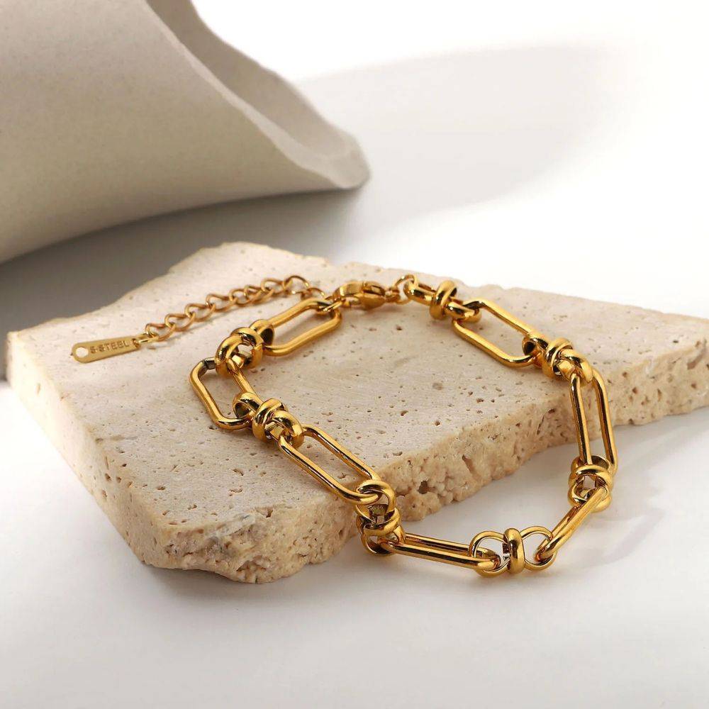 18Kt Gold Plated Paperclip Statement Bracelet, Catalina : INCATALINA