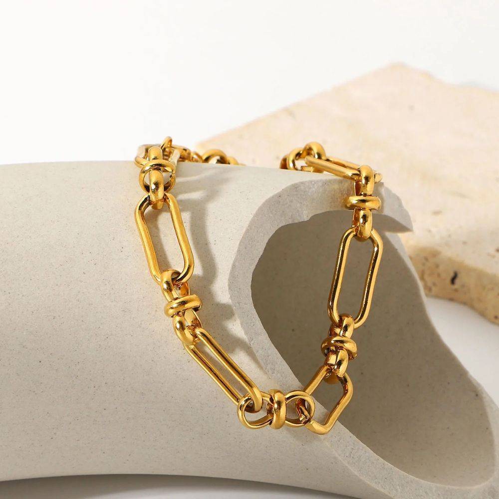 18Kt Gold Plated Paperclip Statement Bracelet, Catalina : INCATALINA