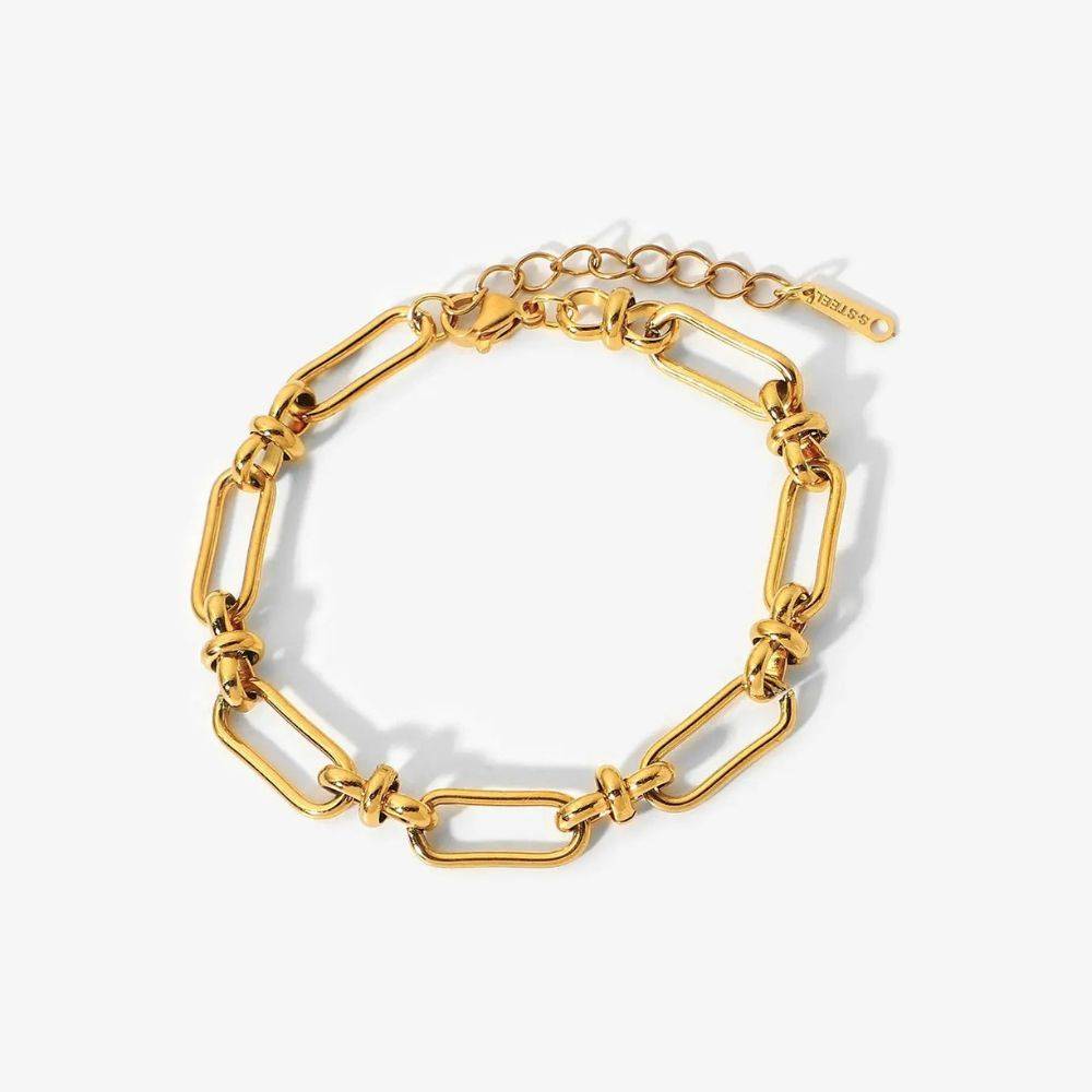 18Kt Gold Plated Paperclip Statement Bracelet, Catalina : INCATALINA