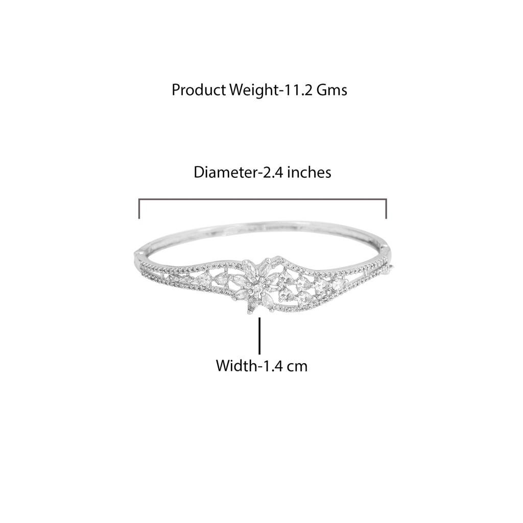 Glowing Sophistication: Elegant American Diamond Bracelet With Classic Rhodium Finish For Women : AD-084-IRWEBR