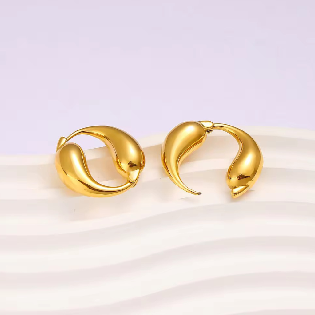 Double Water Drop Splicing Hoop Earrings, Leah : INLEAH