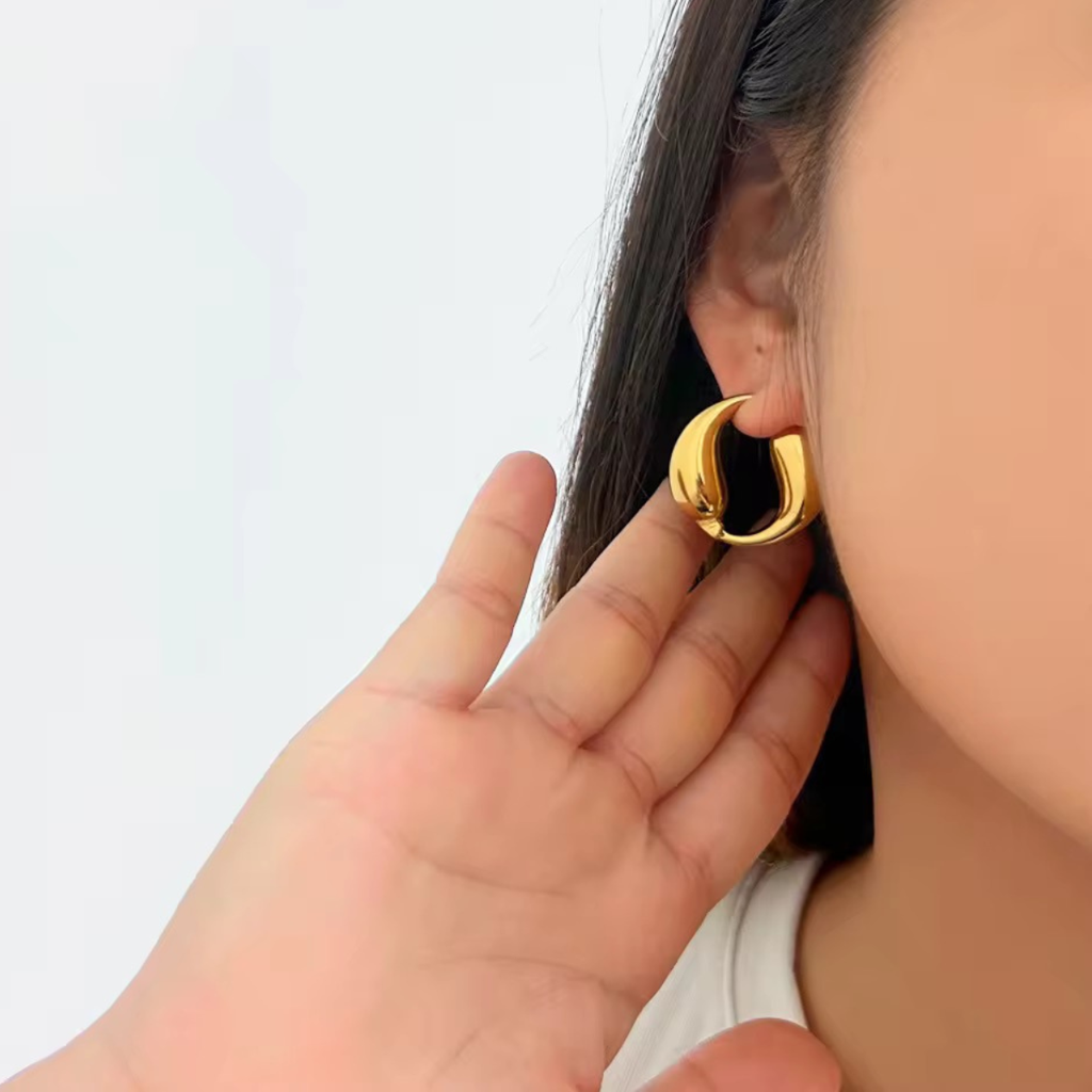 Double Water Drop Splicing Hoop Earrings, Leah : INLEAH