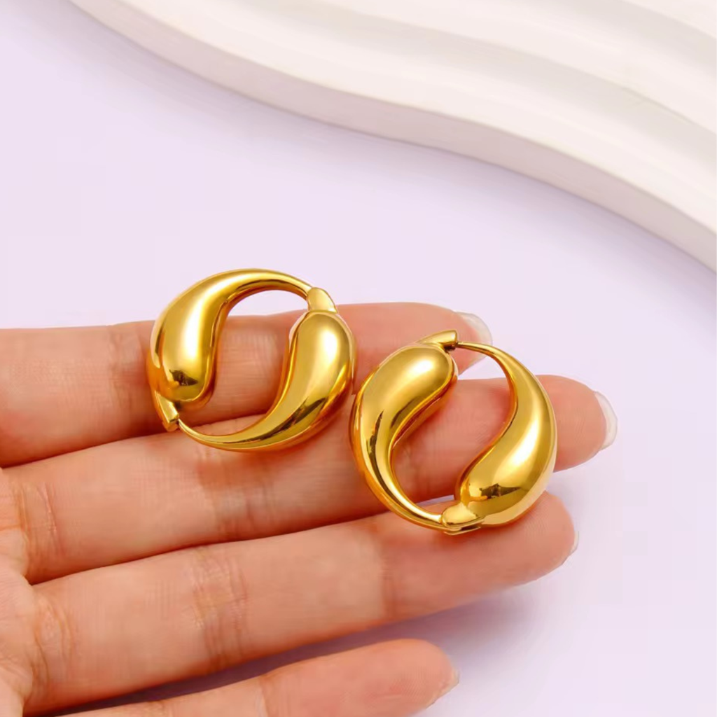Double Water Drop Splicing Hoop Earrings, Leah : INLEAH