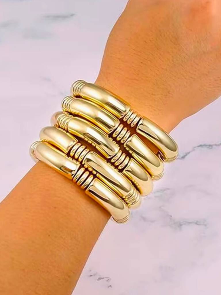 18Kt Gold Plated Acrylic & Brass Bead Bracelet, Prism : INPRISM