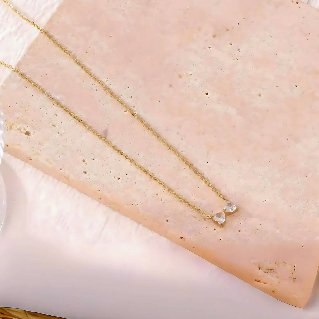 18Kt Gold Plated Minimal Bow Knot Stainless Steel Waterproof Pendant Necklace, Sia : INSIA
