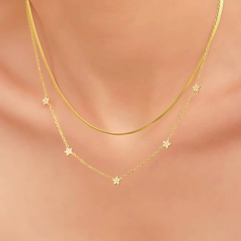 18Kt Gold Plated Floral Choker Stainless Steel Waterproof Necklace Set, Sylvie : INSYLVIE-FC